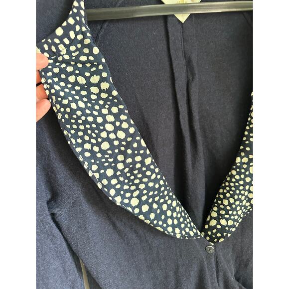 Womens Cardigans Size Large Monogram HWR Navy Nautical Ruffle Anthropologie - Picture 5 of 9